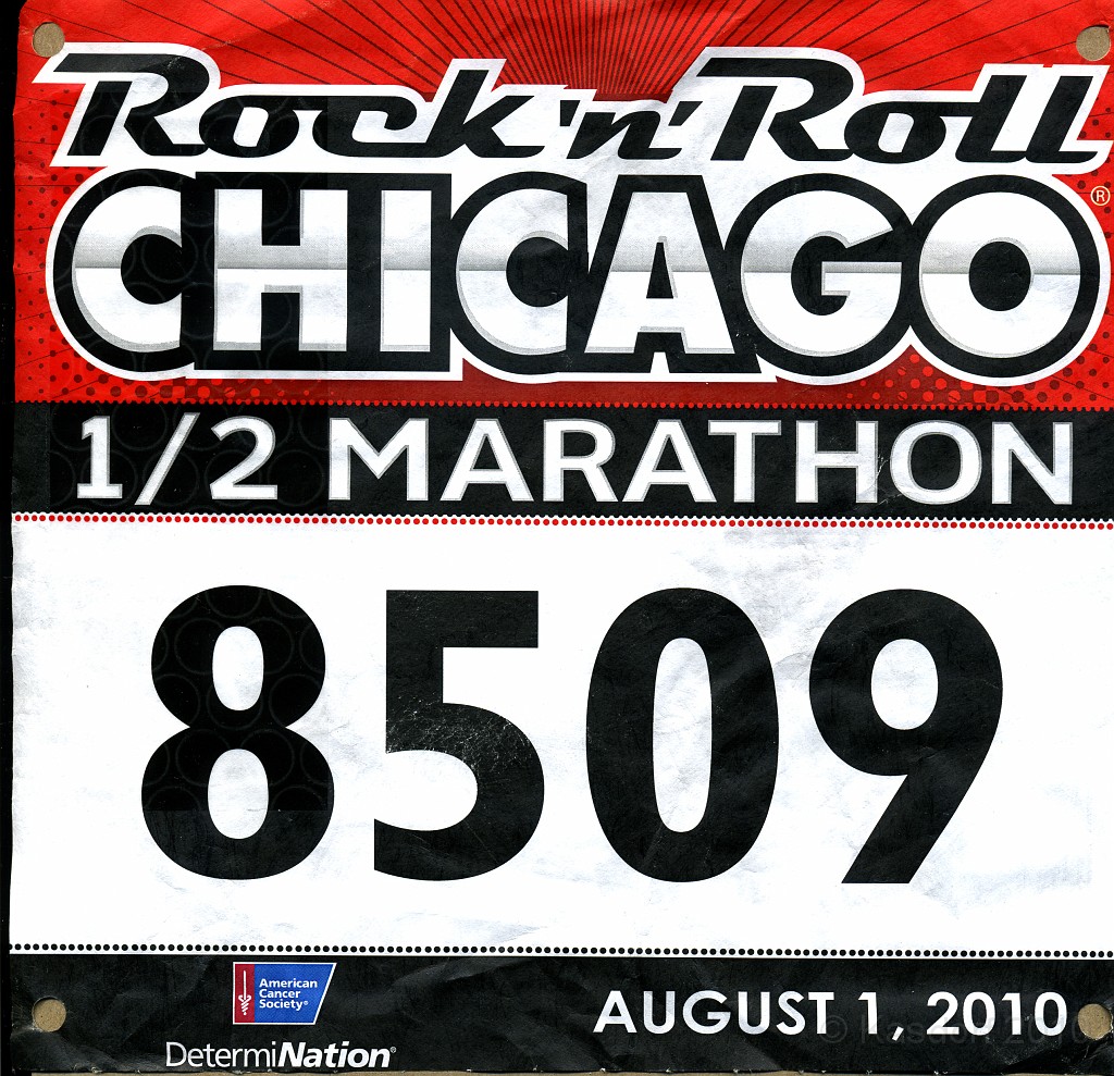 Chicago Rock N Roll 2010 0709.jpg - The official bib number picked up at the Health and Fitness Expo.